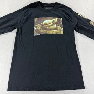 Star Wars Mandalorian Grogu Long Sleeve Graphic T-Shirt Black Kids Small Geeknet